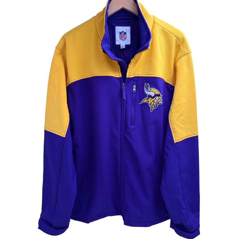 NFL Jacket Men's XL Purple Yellow Softshell Full Zip G-III